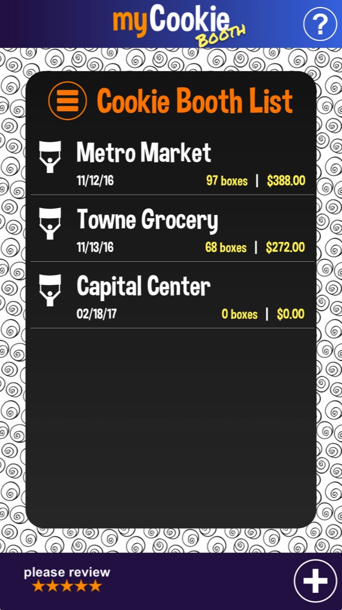 girl scout cookie booth app menu